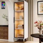 Vitrine en verre led pour collection 4 �tag�res armoire 1 porte 170 cm meuble pour salon salle � manger ...