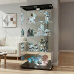 Vitrine en verre avec lumi�re led vitrine de collection avec 4 �tag�res et miroir verre 2 portes avec ...
