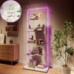 Vitrine en verrevitrine pour collection avec bande led - 5 �tag�res et 2 porteverre tremp� transparent ...