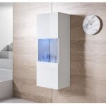 Vitrine verticale armoire led 40 x 126 x 29cm blanc finition brillante 1 porte 3 compartiments luke v3 ... Vitrine verticale armoire led 40 x 126 x 29cm blanc finition brillante 1 porte 3 compartiments luke v3 ...