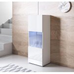 Vitrine verticale armoire led 40 x 128 x 29cm blanc finition brillante 1 porte 3 compartiments luke v3 ... Vitrine verticale armoire led 40 x 128 x 29cm blanc finition brillante 1 porte 3 compartiments luke v3 ...