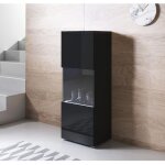Vitrine verticale armoire led 40 x 128 x 29cm noir finition brillante 1 porte 3 compartiments luke v3 ... Vitrine verticale armoire led 40 x 128 x 29cm noir finition brillante 1 porte 3 compartiments luke v3 ...