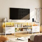 Vivolilv meuble tv avec led jusqu� 75 poucesavec prise et usb4 tiroirs et 4 �tag�res ouvertescontemporain ...