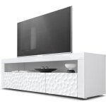 Vladon buffet bas valencia meuble tv en blanc / blanc haute brillance calypso structure 3d blanc haute ...