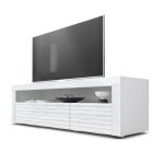 Vladon buffet bas valencia meuble tv en blanc / blanc haute brillance harmony structure 3d blanc haute ...