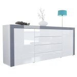 Vladon buffet commode la paz en blanc haute brillance - blanc haute brillance - gris haute brillance