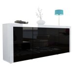 Vladon buffet commode la paz en blanc haute brillance - noir haute brillance - blanc haute brillance