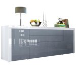 Vladon buffet commode la paz v2 en blanc haute brillance - gris haute brillance - blanc haute brillance ...
