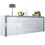 Vladon buffet commode la paz v2 en blanc haute brillance - blanc haute brillance - gris haute brillance ...