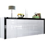 Vladon buffet commode la paz v2 en blanc haute brillance - blanc haute brillance - noir haute brillance ...