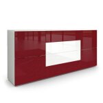 Vladon buffet dressoir rova en blanc mat - bordeaux haute brillance - blanc haute brillance