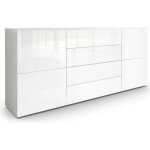 Vladon buffet dressoir rova en blanc mat - blanc haute brillance - blanc haute brillance