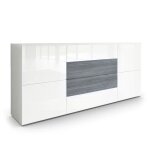 Vladon buffet dressoir rova en blanc mat - blanc haute brillance - avola - anthracite