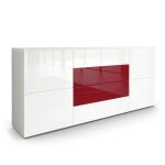 Vladon buffet dressoir rova en blanc mat - blanc haute brillance - bordeaux haute brillance