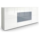 Vladon buffet dressoir rova en blanc mat - blanc haute brillance - gris haute brillance