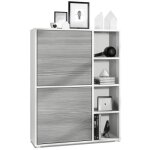 Vladon buffet haut cuba avec 8 compartiments caisson en blanc mat - faades en avola - anthracite
