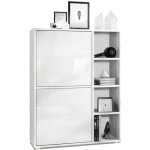 Vladon buffet haut cuba avec 8 compartiments caisson en blanc mat - faades en blanc laqu haute brillance ...