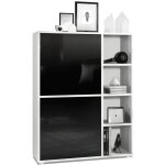 Vladon buffet haut cuba avec 8 compartiments caisson en blanc mat - faades en noir laqu haute brillance ...
