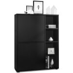 Vladon buffet haut cuba avec 8 compartiments caisson en noir mat - fa�ades en noir mat