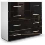 Vladon commode buffet pavos en blanc mat - noir haute brillance
