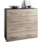 Vladon commode buffet pavos corps en noir mat - faades en chne nordique