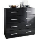 Vladon commode buffet pavos corps en noir mat - façades en noir haute brillance Vladon commode buffet pavos corps en noir mat - façades en noir haute brillance