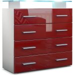 Vladon commode buffet pavos v2 en blanc mat - bordeaux haute brillance