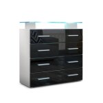 Vladon commode buffet pavos v2 en blanc mat - noir haute brillance