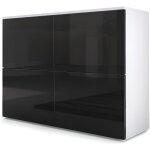 Vladon commode buffet rova en blanc mat - noir haute brillance - noir haute brillance