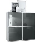 Vladon highboard cuba v2 104 x 1055 x 355 cm buffet haut  8 compartiments en blanc mat et gris laqu ...
