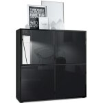 Vladon highboard cuba v2 104 x 1055 x 355 cm buffet haut  8 compartiments caisson en noir mat et noir ...