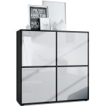 Vladon highboard cuba v2 104 x 1055 x 355 cm buffet haut � 8 compartiments en noir mat et blanc laqu� ...