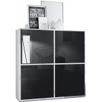 Vladon highboard cuba v2 104 x 1055 x 355 cm buffet haut � 8 compartiments en blanc mat et noir laqu� ...