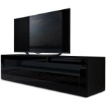 Vladon meuble tv bas valencia en noir mat - noir haute brillance - noir haute brillance
