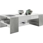 Vladon table de salon table basse clip en blanc avec des bordures en aspect béton oxyde Vladon table de salon table basse clip en blanc avec des bordures en aspect béton oxyde