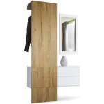 Vladon vestiaire garderobe carlton set 2 corps en blanc mat - panneau portemanteau en ch�ne nature