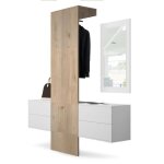 Vladon vestiaire garderobe carlton set 3 corps en blanc mat - panneau portemanteau en ch�ne nordique