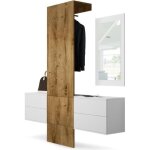 Vladon vestiaire garderobe carlton set 3 corps en blanc mat - panneau portemanteau en chêne ribbeck Vladon vestiaire garderobe carlton set 3 corps en blanc mat - panneau portemanteau en chêne ribbeck
