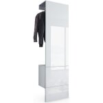 Vladon vestiaire garderobe carlton set 5 corps en blanc mat - panneau portemanteau en blanc haute brillance ...