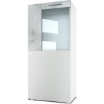 Vladon vitrine armoire movie corps en blanc mat - faades en blanc mat avec une bordure en aspect bton ...
