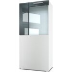 Vladon vitrine armoire movie corps en blanc mat - façades en blanc mat avec une bordure en gris haute ... Vladon vitrine armoire movie corps en blanc mat - façades en blanc mat avec une bordure en gris haute ...