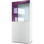 Vladon vitrine armoire movie corps en blanc mat - fa�ades en blanc mat avec une bordure en m�re haute ...