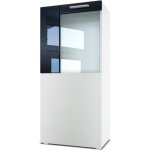 Vladon vitrine armoire movie corps en blanc mat - faades en blanc mat avec une bordure en noir haute ...