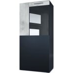 Vladon vitrine armoire movie corps en noir mat - fa�ades en noir mat avec une bordure en aspect b�ton ...