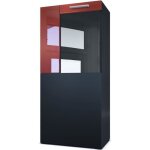 Vladon vitrine armoire movie corps en noir mat - fa�ades en noir mat avec une bordure en bordeaux haute ...