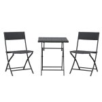 Vlivra ensemble table et chaise de jardin avec 1 table et 2 chaises pliantes - pour balcon et terrasse ...