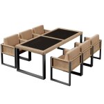 Vlivra ensemble table et chaises de jardin avec 1 table et 6 chaises avec coussins d�houssables - rotin ...