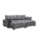 Vlivra fauteuil relax avec port usb t�ti�re r�glable porte - gobelets et poche lat�rale en velours c�tel� ...