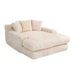 Vlivra m�ridienne 1 place avec dossier �pais et 3 coussins assise de sol en velours c�tel� beige 125 ...