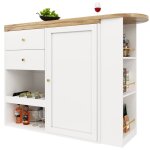 Vlivra meuble bar avec 4 tiroirs 1 porte coulissante et �tag�res pivotantes 360� - pour salon ou bureau ...